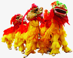中国风国庆节舞狮子素材