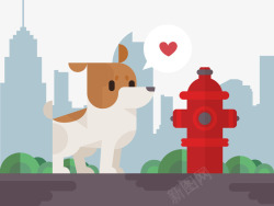 红色水泵卡通城市小狗红色水泵高清图片
