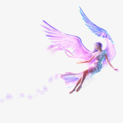 紫色衣服美女有翅膀的天使高清图片
