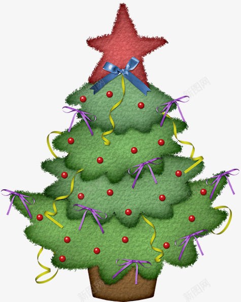 布制圣诞树png免抠素材_新图网 https://ixintu.com 好看 彩色 植物 绿色