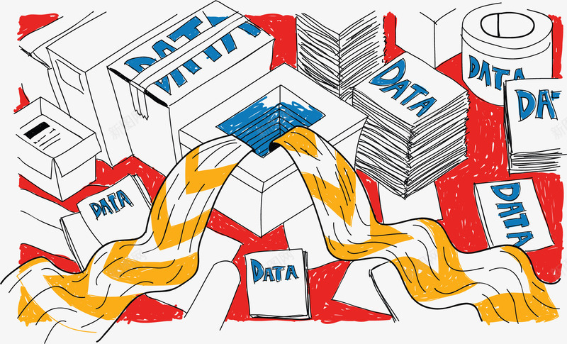 手绘风互联网大数据矢量图ai免抠素材_新图网 https://ixintu.com 互联网 大数据 手绘风 数据 矢量png 网络数据 矢量图