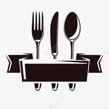 不锈钢刀叉西餐宣传用标矢量图图标图标