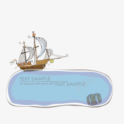 帆船图案的边框简图素材