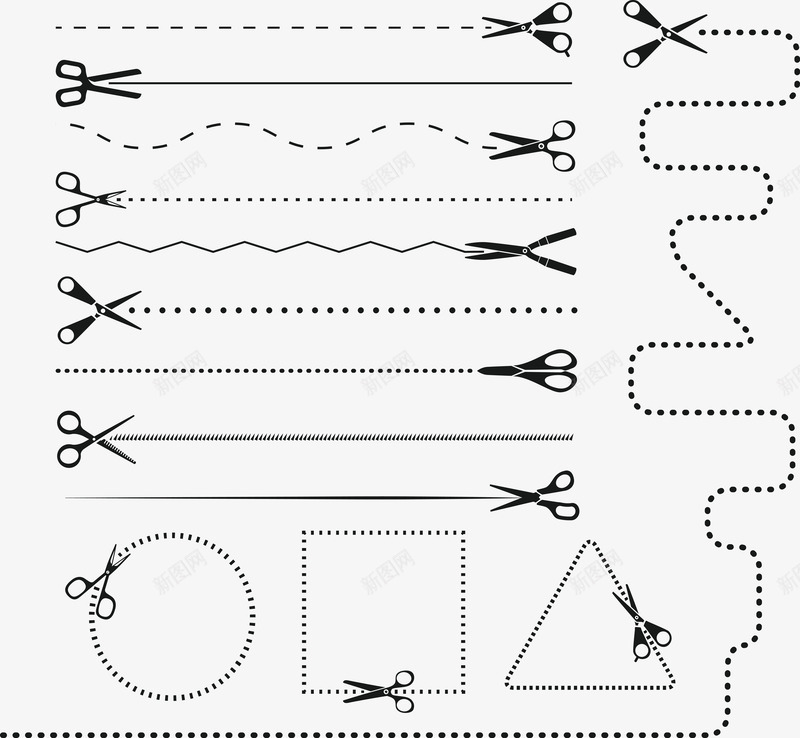 虚线分割线剪子装饰png免抠素材_新图网 https://ixintu.com 分割线 剪子 虚线 装饰