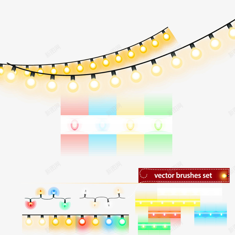 圣诞彩灯串png免抠素材_新图网 https://ixintu.com LED灯矢量图 圣诞彩灯 彩灯串设计 彩灯免费png下载