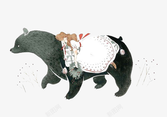 文艺小熊png免抠素材_新图网 https://ixintu.com 动物 卡通 小熊 手绘 插画 文艺 童话 绘本 黑熊