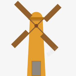 荷兰式风车彩色风车插画高清图片
