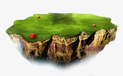 草坪漂浮岛绿色草坪浮岛海报背景游戏高清图片