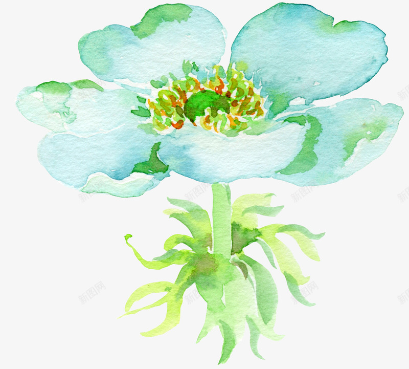 枝干上的花朵png免抠素材_新图网 https://ixintu.com 一株 卡通 叶子 手绘 桔梗 绿色 花朵 装饰