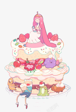 粉色少女蛋糕素材
