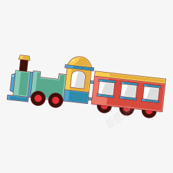 Q版玩具遥控器创意游乐场火车机动游戏插画矢量图高清图片