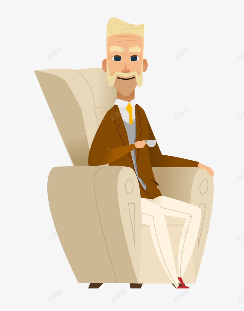 坐在沙发上的老人png免抠素材_新图网 https://ixintu.com 慈祥 沙发 老人 胡子