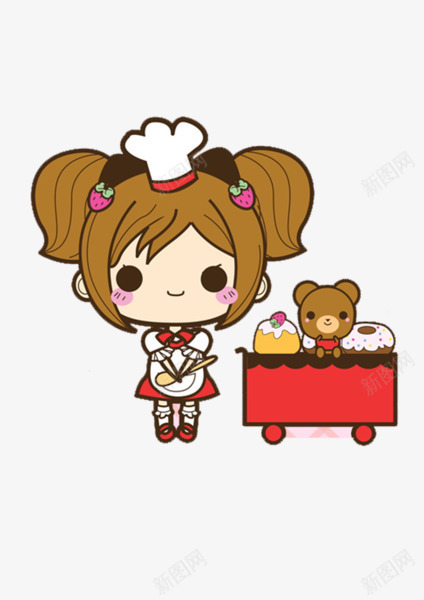 卡通厨师女孩png免抠素材_新图网 https://ixintu.com 卡通 厨师 女孩 小熊 甜品 甜甜圈 草莓 草莓熊