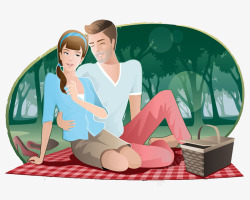 野餐的情侣素材