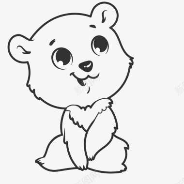 可爱简笔画白色小熊装饰插画图标图标