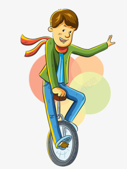 骑独轮车骑独轮车的青年高清图片