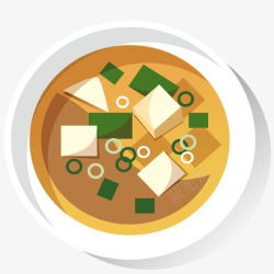 矢量扁平化餐具日式海鲜汤类高清图片
