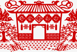 过年房子中国风喜庆的剪纸艺术高清图片