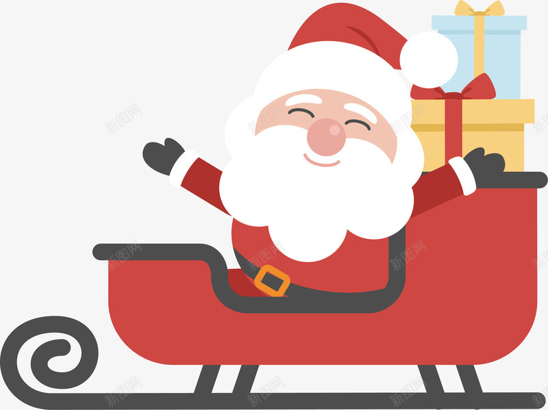 红色雪橇圣诞节矢量图ai免抠素材_新图网 https://ixintu.com 圣诞礼物 圣诞老人 圣诞节 矢量png 红色雪橇 雪橇 矢量图