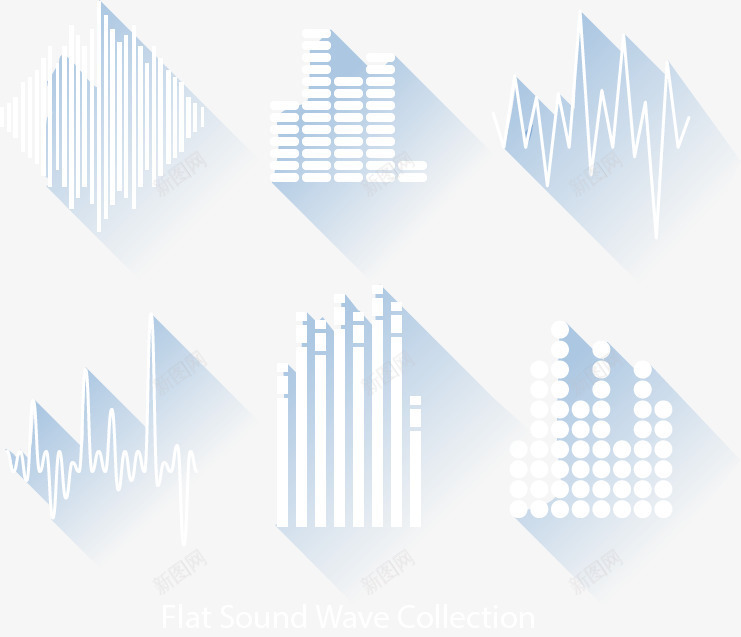 扁平声波集合矢量图ai免抠素材_新图网 https://ixintu.com 免扣png素材 免费png素材 波纹声波 调音台声波 频率波纹 矢量图