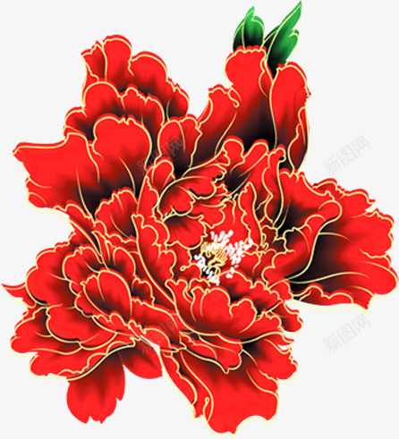 红花png免抠素材_新图网 https://ixintu.com 中秋 大红 菊花