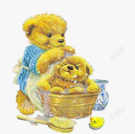 洗澡的小熊png免抠素材_新图网 https://ixintu.com 手绘小熊 洗澡的小熊 熊妈妈