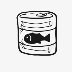 线团标签手绘小鱼罐高清图片