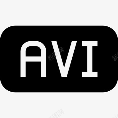 AVI文件的黑色圆角矩形界面符号图标图标