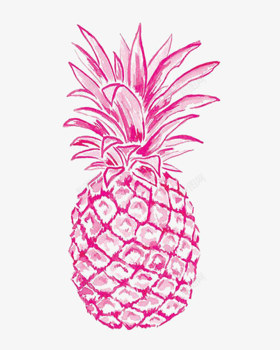 菠萝png免抠素材_新图网 https://ixintu.com 卡通 手绘 插画 文艺 水果 清新 粉色 菠萝