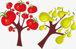 可爱梨树西红柿矢量图素材