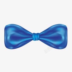 蓝色丝滑缎带质感蝴蝶结素材