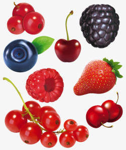 草莓蓝莓卡通水果合集矢量图高清图片