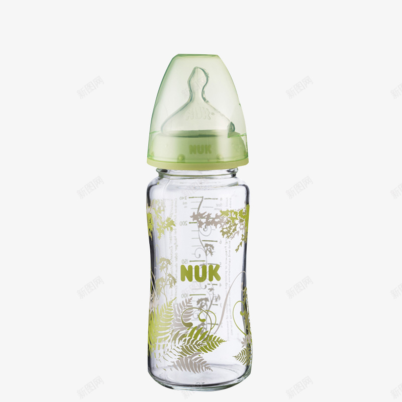 NUK绿色玻璃奶瓶png免抠素材_新图网 https://ixintu.com 产品实物 新生儿宽口奶瓶 玻璃奶瓶