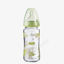 初生儿玻璃奶瓶NUK绿色玻璃奶瓶高清图片