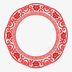 喜庆中国红传统纹样圆形装饰背景素材