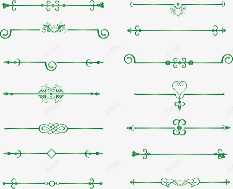绿色欧式边框png免抠素材_新图网 https://ixintu.com 复古花边 标题栏 标题框 欧式花藤 欧式边框 矢量素材