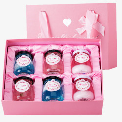 粉色樱花日式花瓶日式樱花果冻布丁瓶装礼盒包装高清图片