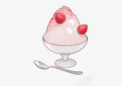 刨手绘卡通可爱夏天草莓刨冰元素高清图片