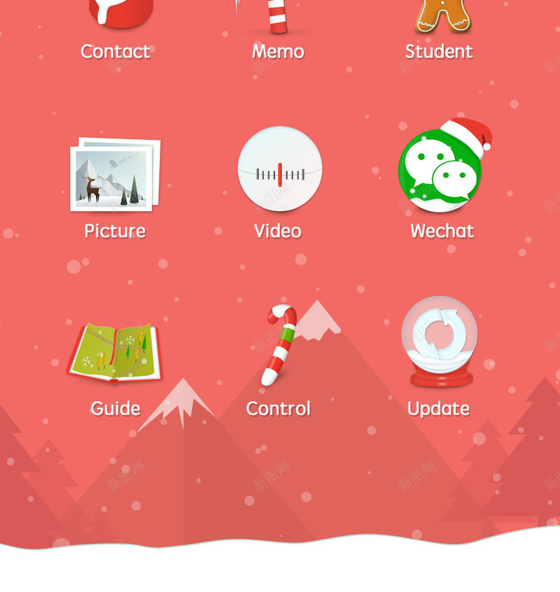 圣诞主题图标UIpng_新图网 https://ixintu.com 圣诞节 手机图标 手机界面