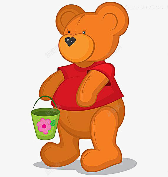 卡通小熊png免抠素材_新图网 https://ixintu.com 免抠素材 卡通小熊 拿着小桶素材 棕色小熊