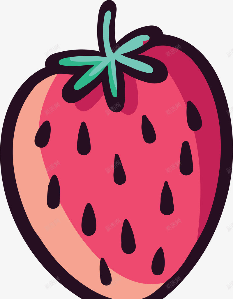 粉色草莓贴纸png免抠素材_新图网 https://ixintu.com 卡通 可爱 少女贴纸 矢量图案 粉色 草莓