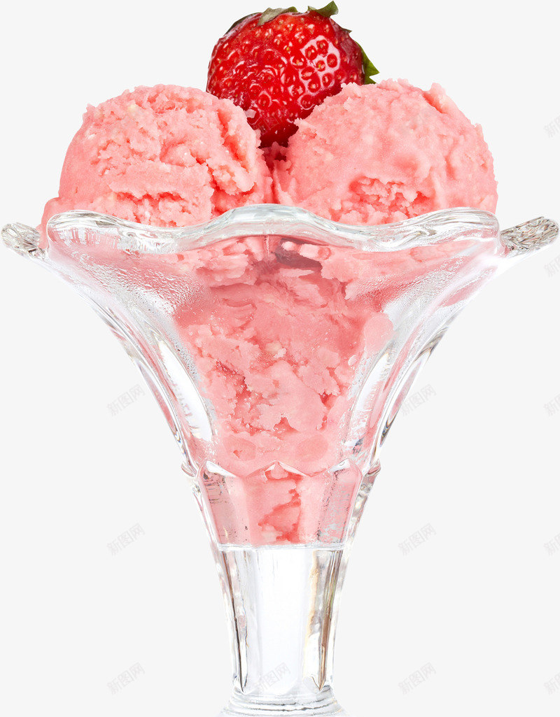 草莓雪糕png免抠素材_新图网 https://ixintu.com 冰淇淋 冰爽 冰爽节 冷饮 夏天 奶昔 玻璃杯 甜品 草莓 雪球 雪糕