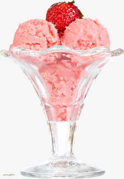 玻璃杯草莓雪糕高清图片