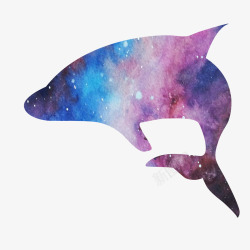 手绘彩色海豚剪影素材