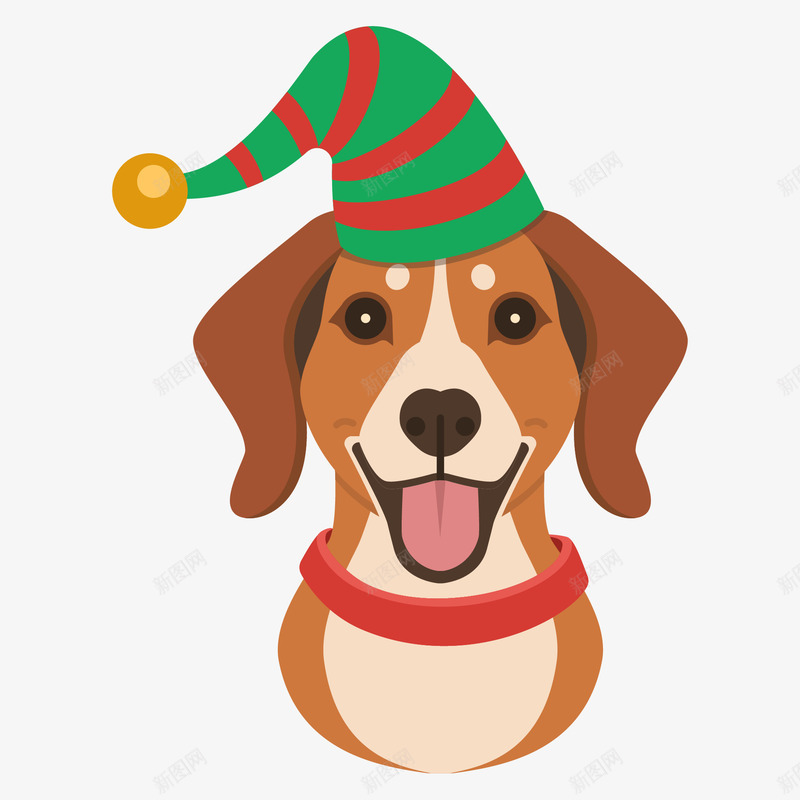 戴着圣诞帽的可爱小狗png免抠素材_新图网 https://ixintu.com 卡通小狗 可爱小狗 圣诞帽子 圣诞节 小狗 节日 黄色小狗