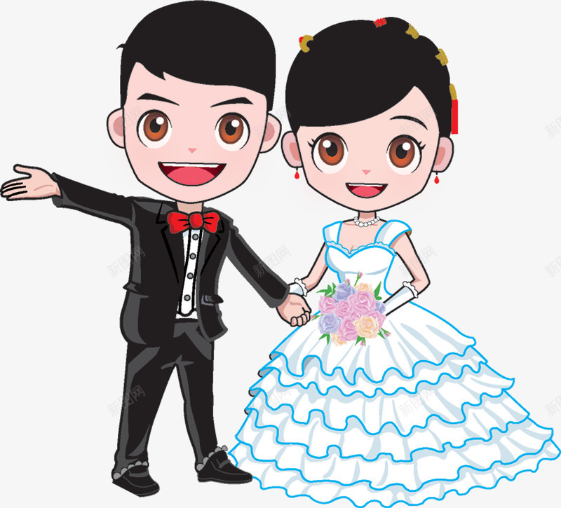 卡通png免抠素材_新图网 https://ixintu.com 卡通 夫妻 婚纱照 情侣 手绘 结婚
