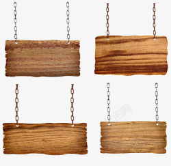 铁链吊着的木板指示牌素材