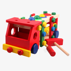 组合玩具木制益智幼儿童男女宝宝工程车高清图片