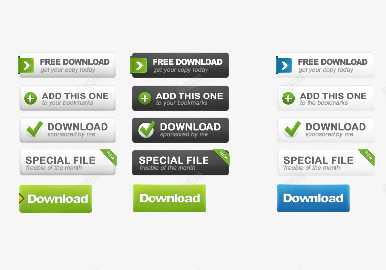 网页常用按钮png免抠素材_新图网 https://ixintu.com 下载 按钮 添加 网页