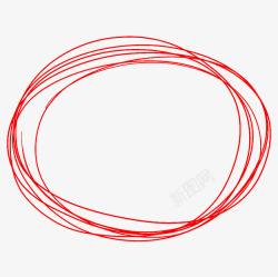 手绘线条红圈素材
